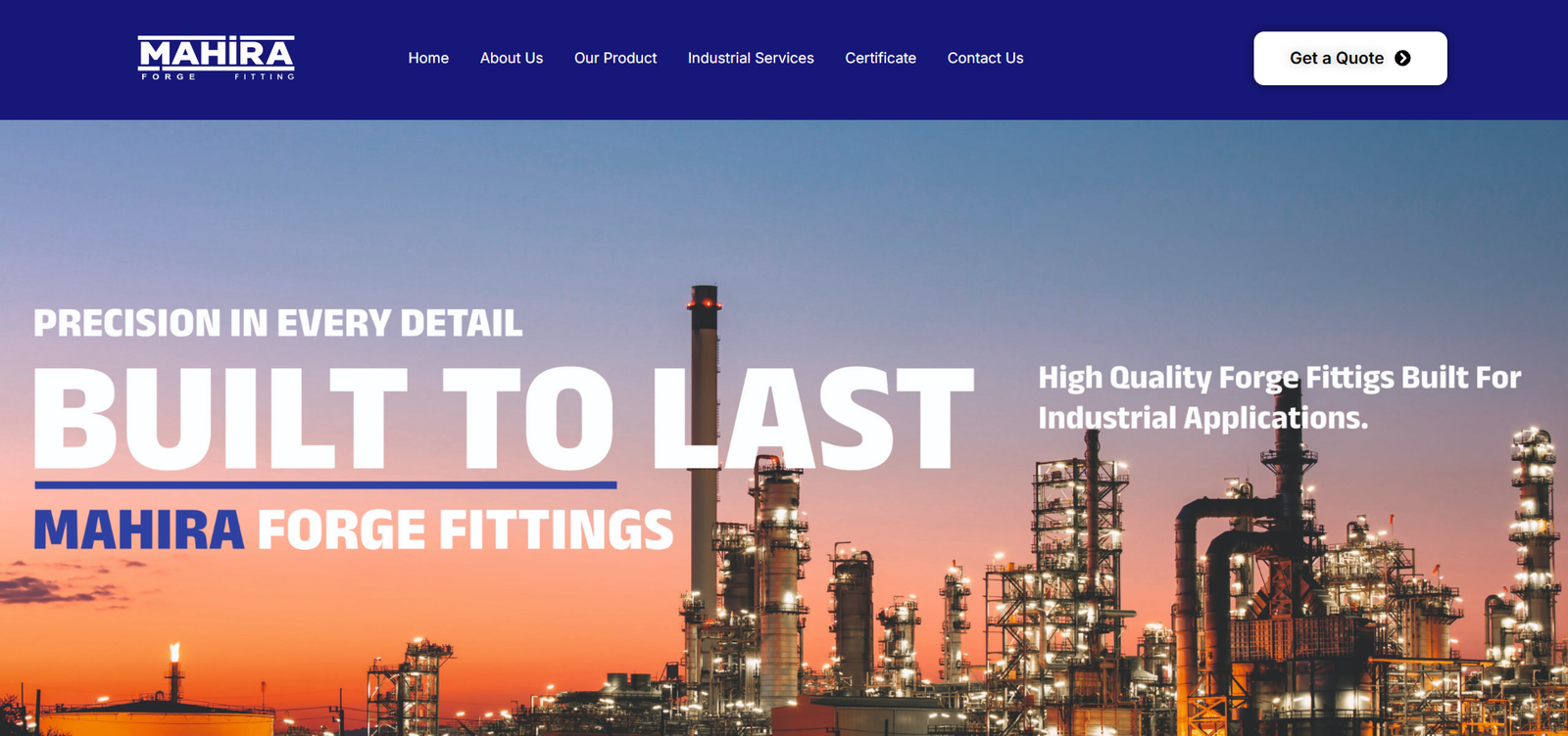 Mahira Forge Fitting Homepage Screenshot